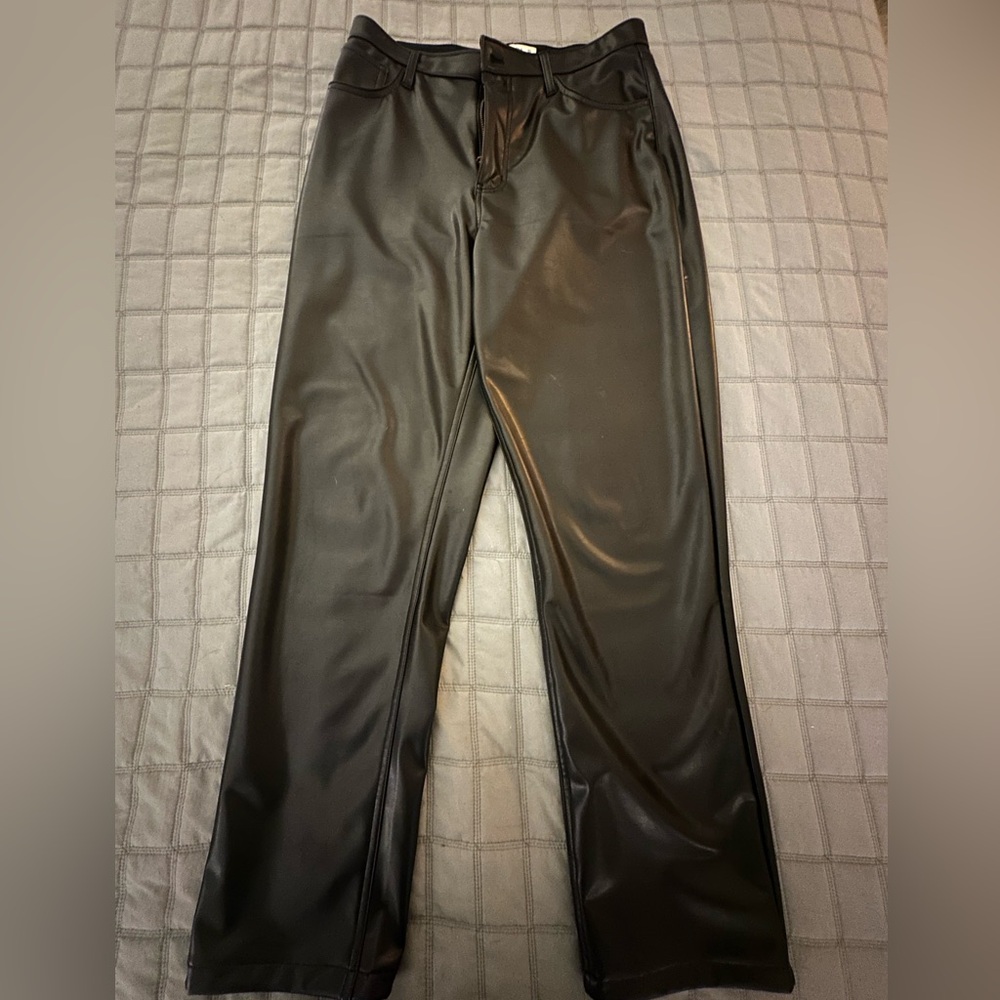 Abercrombie & Fitch black faux leather pants.